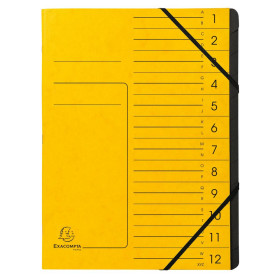 Trieur agrafé int. noir 12 comp. Jaune
