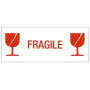Rouleau 500 étiquettes fragile blanc sur rouge 150 x 60mm
