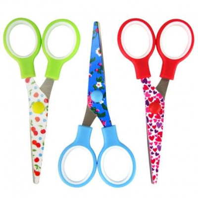 Ciseaux écolier couleurs lames décorées 13cm