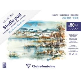 Goldline Studio Pad 30x40cm 50F aquarelle grain fin blanc 200g