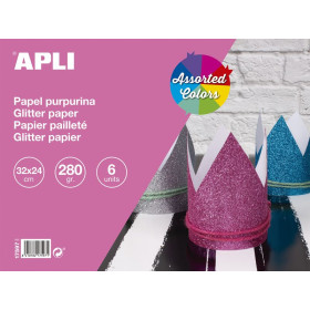 BLOC PAPIER GLITTER 32X24CM COUL.ASS. 6OB