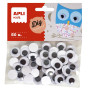SACH 50 YEUX MOBILES ADH NOIR ROND 15MM