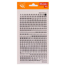 Lettres transfert noires 4mm - 1Feuille