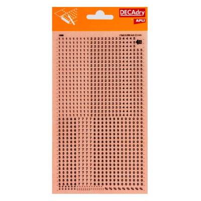 Chiffres transfert noir 2.5mm - 1Feuille