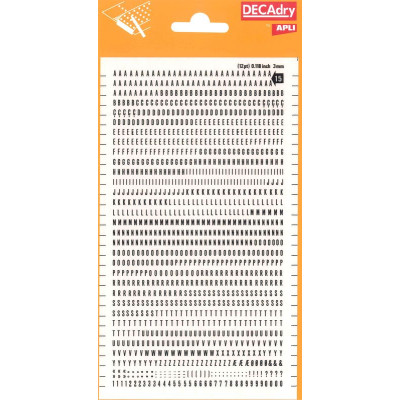 Lettres & chiffres transfert noir 3mm-1OB