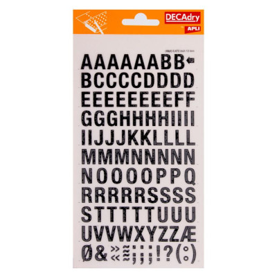 Lettres transfert noir 12mm - 1FeuilleOB