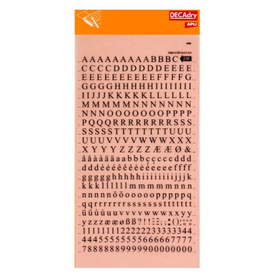 S. lettres&chiffres transf. noir 6mm-1F