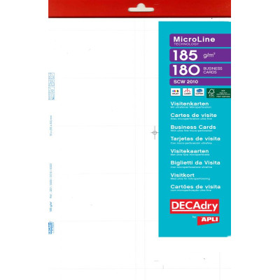 Pack 180 cartes visite BLANC 185g.85X54