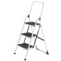 Escabeau acier 3 marches metal antiderapantes blanc garde-corps
