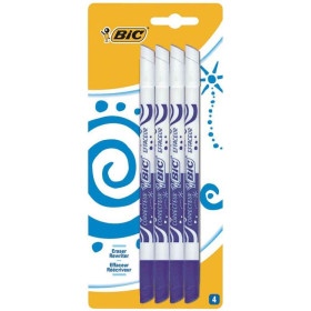 BIC Lot de 4 Effaceurs Réécriveurs - Encre Bleue
