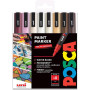 Uni-ball posca lot de 8 marqueurs 0.9 - 1.3mm pc3m tons neutres chauds