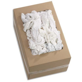 Sac 10kg Chiffons cotton blanc d'essuyage pour le nettoyage des surfaces, bureau