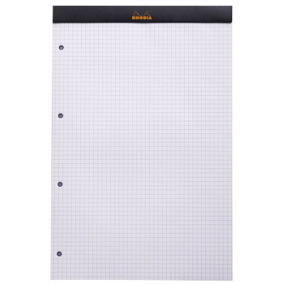 Bloc agrafé rhodia black n°20 21x31,8cm q.5x5 80f perf. 4t. 80g