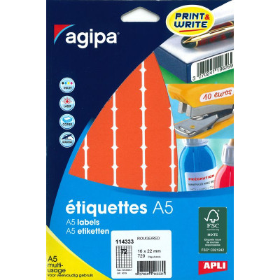 ETUI A5 720 Etiquettes ROUGE 16X22