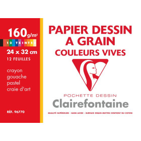 Pochette dessin couleur à grain 24x32cm 12f 160g assorti vif