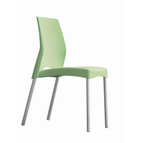 Chaise Popy assise et dossier polypropylene vert amande / pieds aluminium