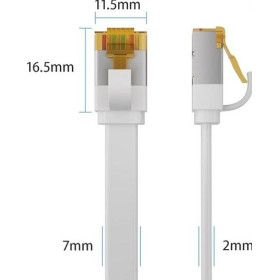 Cordon RJ45 CAT 7 S/FTP Plat Fin blanc - 0,3 m