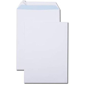 Boîte 250 pochettes blanches C4 229x324 90 g/m² bande de protection
