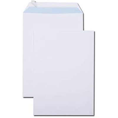 Boîte 250 pochettes blanches C4 229x324 90 g/m² bande de protection
