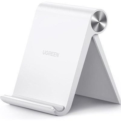 Support Téléphone Bureau Réglable Pose Smartphone Pliable blanc