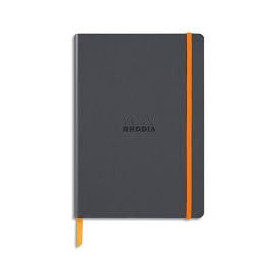 Rhodiarama carnet souple titane a5 160p ligné pap. ivoire 90g ferm. élast.