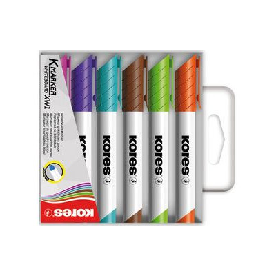 Kores 6 Marqueurs pour tableau blanc K MARKER XW2, pointe biseautée coloris asso