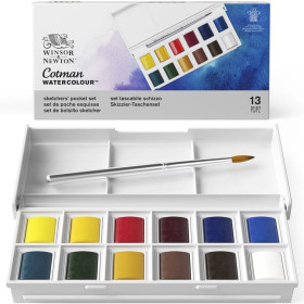 WINSOR & NEWTON Lot de 12 demi-godets d'aquarelle Cotman