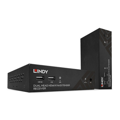 LINDY Kit Extender KVM HDBaseT Cat.6 HDMI Dual Head USB, IR & RS232, 100m