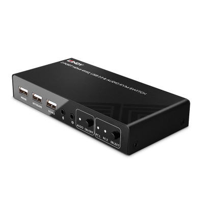 LINDY Switch KVM HDMI 4K60, USB 2.0 & Audio, 2 ports