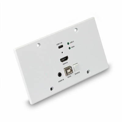 LINDY Plaque murale EU extender HDBaseT Cat.6 KVM HDMI 4K60 & Type C, 150m, émet