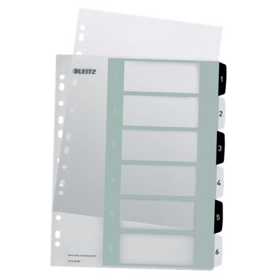 Intercalaire imprimable, pp, extra-large 6 touches, leitz noir blanc