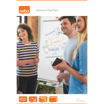 Bloc de papier standard 65X96 pour tableau de conference, Chevalet Blanc, 50 feu