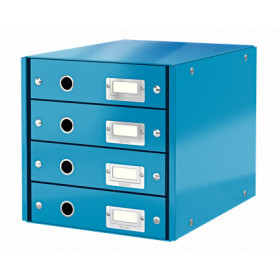 Bloc de classement 4 tiroirs click & store wow leitz , bleu