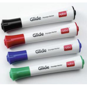 Marqueurs pour tableaux Blancs Glide Nobo , pointe fine, Assortis, Boite de 4, A