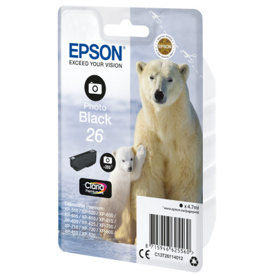 Epson ink cartridge 26 Foto black ( C13T26114012 )