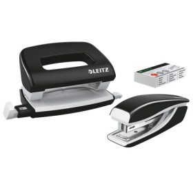 Set mini agrafeuse-perforateur, Leitz NeXXt WOW, Noir