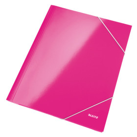 Chemise 3 rabats carton pellicule wow leitz, rose