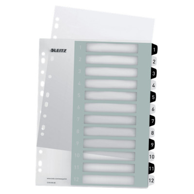 Intercalaire imprimable, pp, extra-large 12 touches, leitz noir blanc