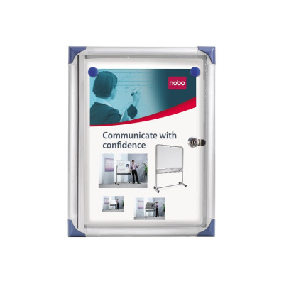 Vitrine d'interieur extra plate Nobo a fond magnetique, 1xA4, fond blanc