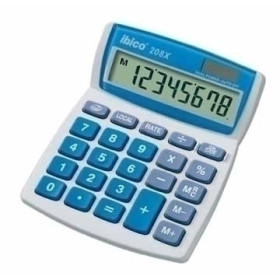 Calculatrice 208x sous blister, ibico, blanc bleu