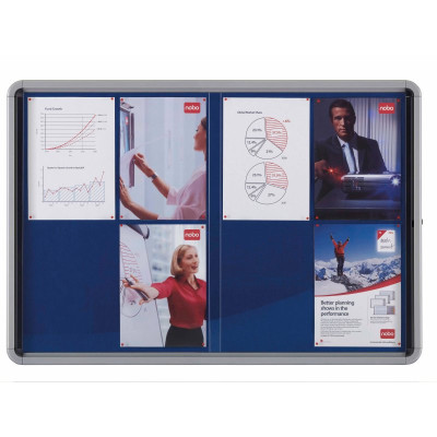 Vitrine d'interieur 12xa4 premium plus nobo, feutre bleu