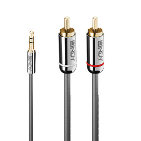 LINDY Câble Audio Jack 3.5mm vers RCA, Cromo Line, 2m