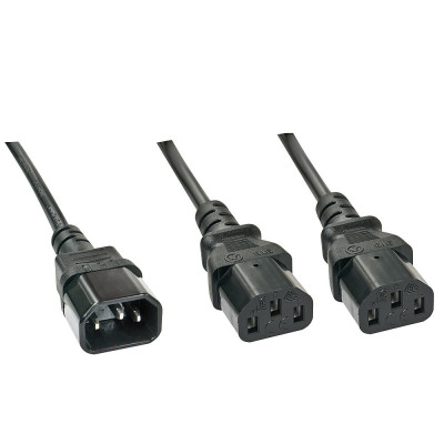 LINDY Rallonge secteur C14 vers 2x C13, 1m