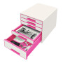 Bloc de classement 5 tiroirs wow leitz , blanc rose
