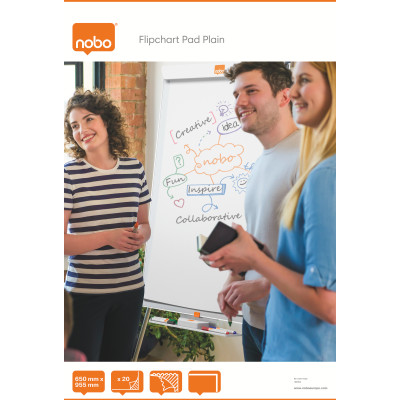 Bloc de papier standard pour tableau de conference, chevalet blanc, 20 feuilles,