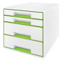 Bloc de classement 4 tiroirs wow leitz , blanc vert