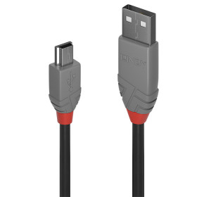 LINDY Câble USB 2.0 type A vers Mini-B, Anthra Line, 0.5m
