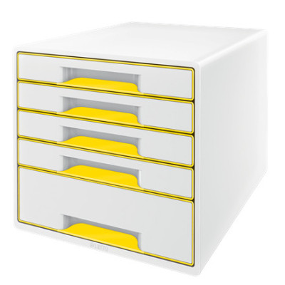 Bloc de classement 5 tiroirs wow leitz , blanc jaune