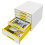 Bloc de classement 5 tiroirs wow leitz , blanc jaune