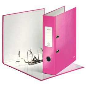 Classeur a levier 180° plastifie 80 mm wow leitz, rose